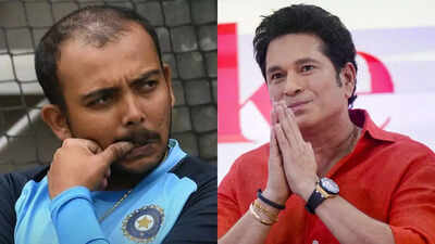 Prithvi Shaw receiving guidance from Sachin Tendulkar