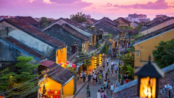 Lanterns illuminating a street in Hoi An, Vietnam.