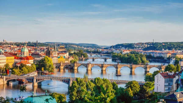 A picturesque square in Prague, Czech Republic.