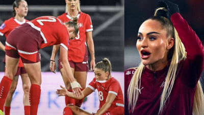 Alisha Lehmann reacts after Switzerland's surprising loss